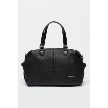 Geanta de piele ecologica cu bareta detasabila de umar - Negru