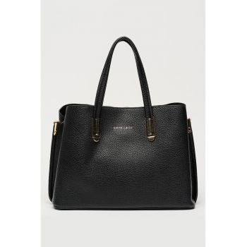 Geanta de piele ecologica cu bareta detasabila de umar - Negru