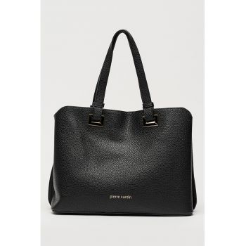 Geanta de piele ecologica cu bareta detasabila de umar - Negru