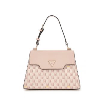 Geanta de piele ecologica cu maner Vikky II - Alb/Roz prafuit