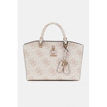 Geanta de piele ecologica cu monograma si manerdwqfwqd - Piersica - 20 x 31 x 13 cm