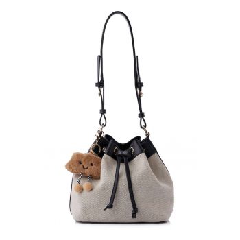 Geanta de umar cu breloc in forma de nor - Negru/Crem