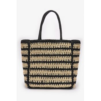 Geanta din hartie cu bareta - Bej deschis - Negru/Bej deschis - Universal