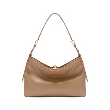 Geanta din piele cu bareta ajustabila de umar Seraphina Lux - Maro taupe