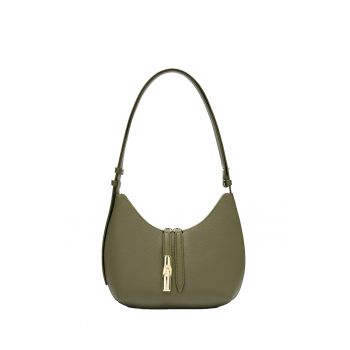 Geanta din piele cu bareta de umar Edera Prime - Kaki