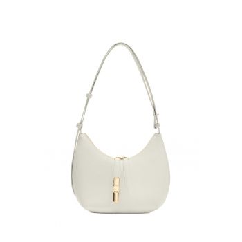 Geanta din piele cu bareta de umar Goccia - Crem