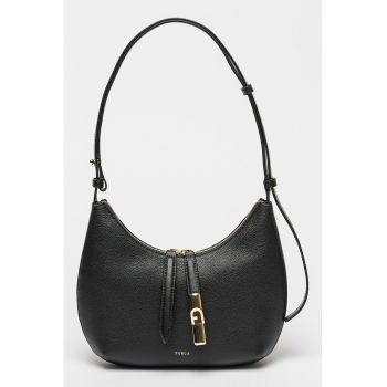 Geanta din piele cu bareta de umar Goccia - Negru