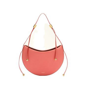 Geanta din piele cu bareta de umar Rosalva - Roz