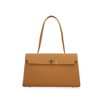 Geanta din piele cu bareta de umar Valenza - Caramel
