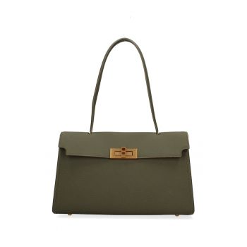 Geanta din piele cu bareta de umar Valenza - Kaki