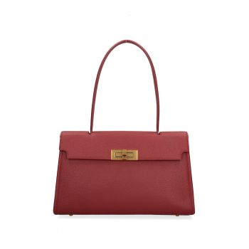 Geanta din piele cu bareta de umar Valenza - Rosu