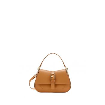 Geanta din piele cu bareta de umar Valeria Pro - Caramel