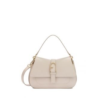 Geanta din piele cu bareta de umar Valoria Chic - Crem