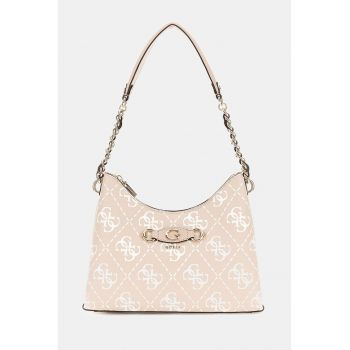 Geanta din piele ecologica cu bareta de umar Izzy - Alb/Maro nisip