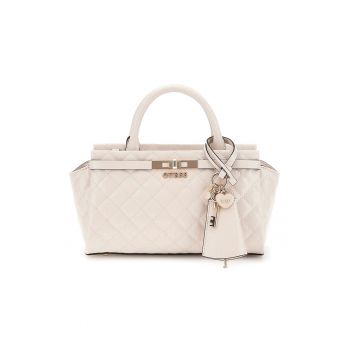 Geanta din piele ecologica cu bareta de umar si aspect matlasat - Maro taupe deschis