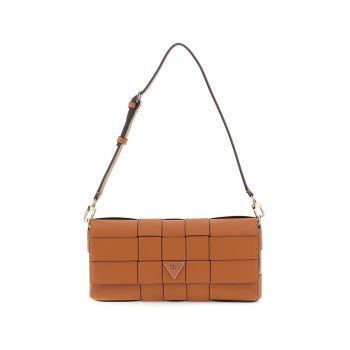 Geanta din piele ecologica cu bareta detasabila de umar - Maro scortisoara