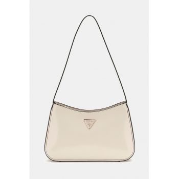 Geanta din piele ecologica cu maner si detaliu cu logo metalic - Bej deschis