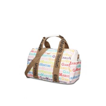 Geanta duffle de piele ecologica cu buzunare exterioare Lunaria Chic - Alb