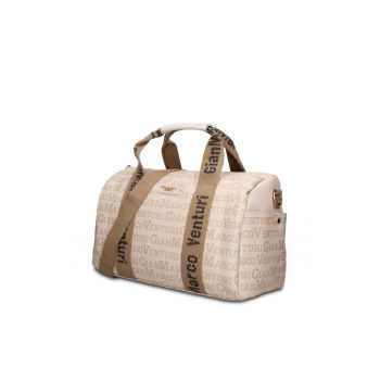 Geanta duffle de piele ecologica cu buzunare exterioare Lunaria Chic - Kaki