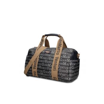 Geanta duffle de piele ecologica cu buzunare exterioare Lunaria Chic - Negru