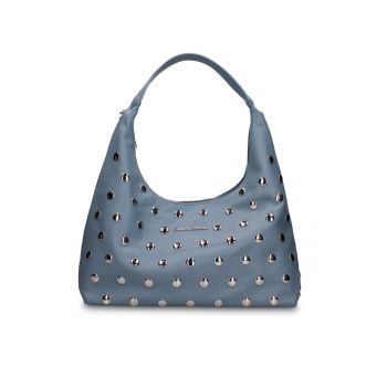 Geanta hobo de piele ecologica cu tinte Astraea Plus - Albastru