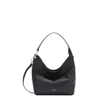 Geanta hobo din piele cu bareta detasabila Valoria Elite - Negru