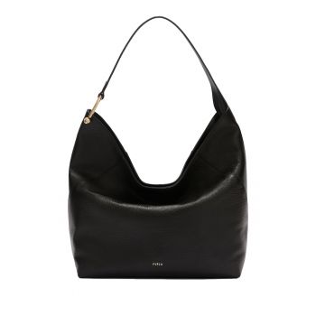 Geanta hobo din piele cu model uni Silvana Pro - Negru