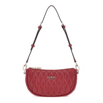 Geanta matlasata cu bareta ajustabila de umar - Gri/Rosu inchis