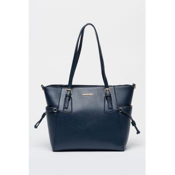 Geanta shopper cu buzunare laterale - Bleumarin