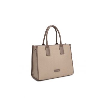 Geanta shopper cu logo discret Celeste Plus - Maro taupe