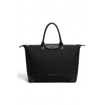 Geanta shopper cu logo discret - Negru