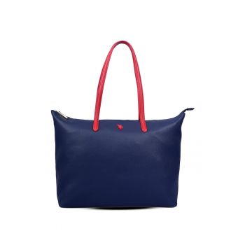 Geanta shopper cu logo - Rosu/Bleumarin