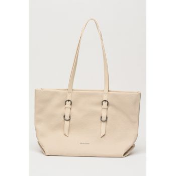 Geanta shopper de piele ecologica - Bej deschis