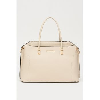 Geanta shopper de piele ecologica cu 2 compartimente - Bej deschis