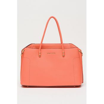 Geanta shopper de piele ecologica cu 2 compartimente - Coral