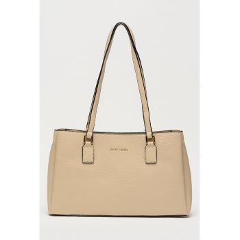 Geanta shopper de piele ecologica cu aspect granulat - Maro taupe