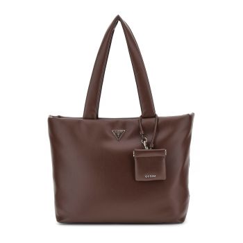 Geanta shopper - de piele ecologica cu etui detasabil - Maro