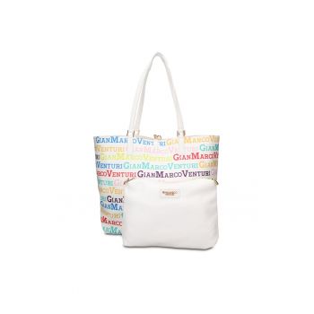 Geanta shopper de piele ecologica cu etui detasabil Valoria Chic - Alb