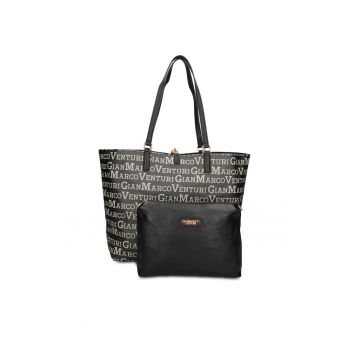 Geanta shopper de piele ecologica cu etui detasabil Valoria Chic - Negru