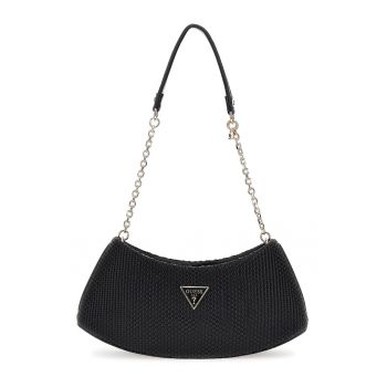 Geanta tesuta din piele ecologica cu bareta de umar Phaedra - Negru