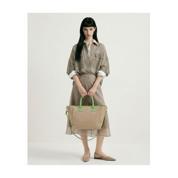 Geanta tote cu aspect tesut Auriga - Verde