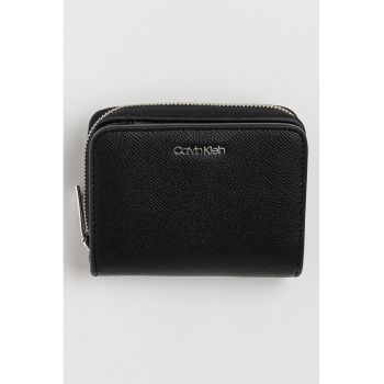 Portofel de piele ecologica cu logo metalic - Negru