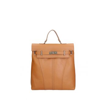 Rucsac convertibil de piele - Maro cognac