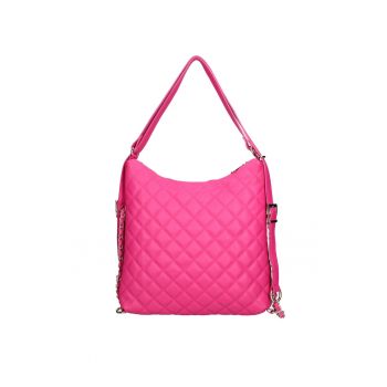 Rucsac convertibil din piele cu model matlasat - Fucsia