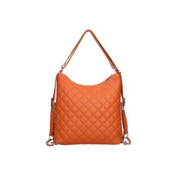 Rucsac convertibil din piele cu model matlasat - Maro cognac