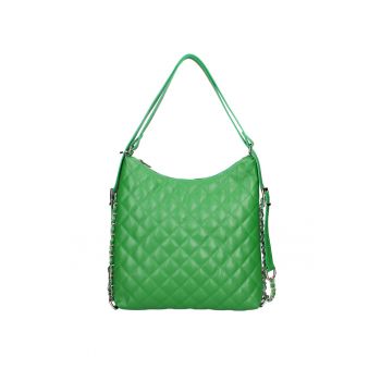 Rucsac convertibil din piele cu model matlasat - Verde deschis