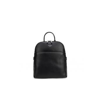 Rucsac de piele ecologica cu buzunar frontal Silvana Ultra - Negru