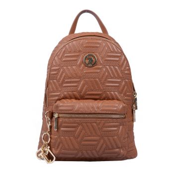 Rucsac de piele ecologica cu fermoar - Maro scortisoara