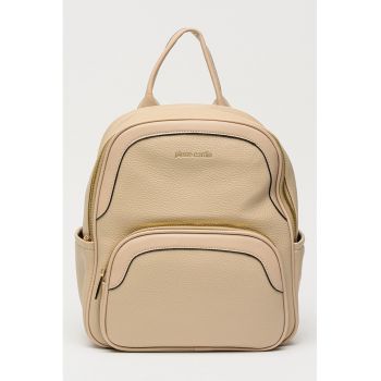 Rucsac de piele ecologica cu fermoar - Maro taupe