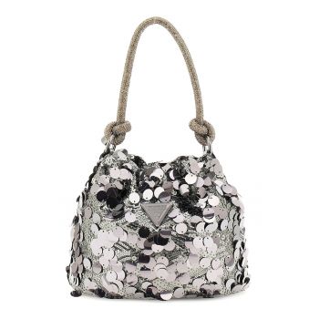 Geanta bucket cu paiete - Gri/Negru stins